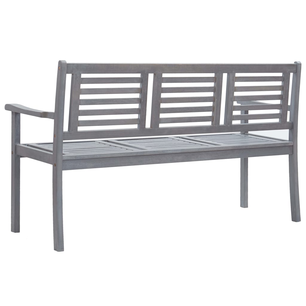 Banc de jardin 3 places avec coussin 150 cm Gris Eucalyptus