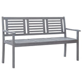 Banc de jardin 3 places avec coussin 150 cm Gris Eucalyptus