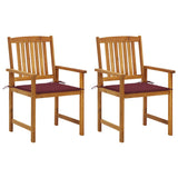 Chaises de jardin avec coussins lot de 2 Bois d'acacia massif