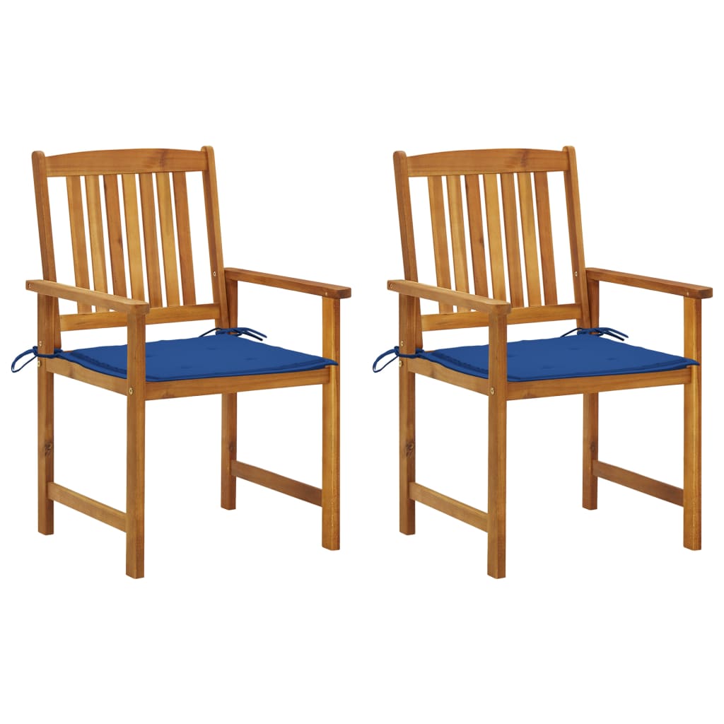 Chaises de jardin avec coussins lot de 2 Bois d'acacia massif