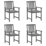 Chaises de jardin et coussins lot de 4 Gris Bois acacia massif