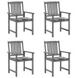 Chaises de jardin et coussins lot de 4 Gris Bois acacia massif