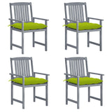 Chaises de jardin et coussins lot de 4 Gris Bois acacia massif