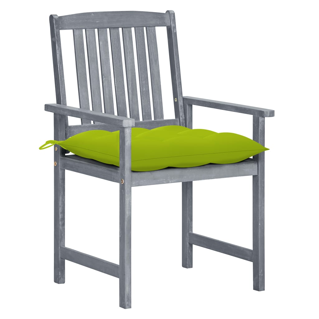 Chaises de jardin et coussins lot de 4 Gris Bois acacia massif