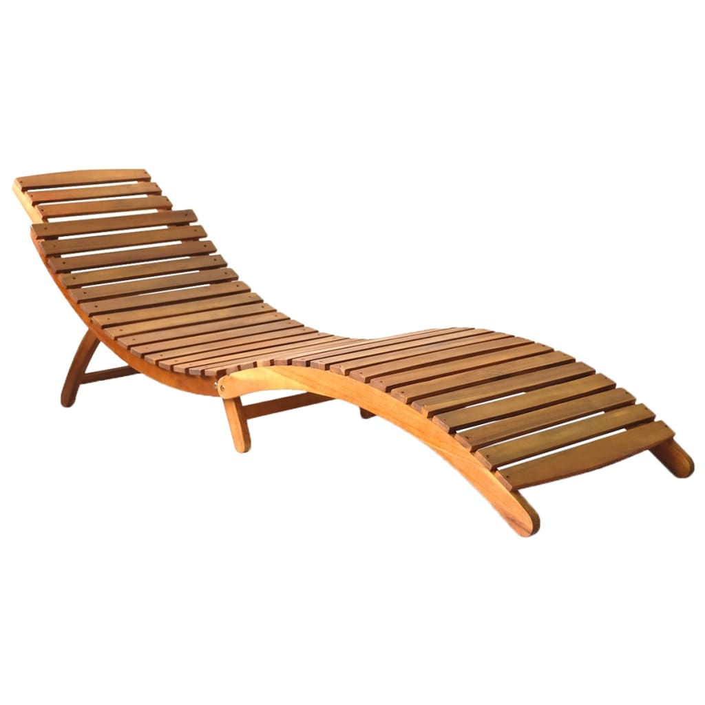 Garden lounger with cushion Solid acacia wood