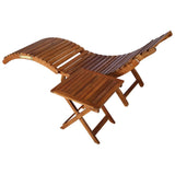 Garden lounger with table and cushion Acacia wood