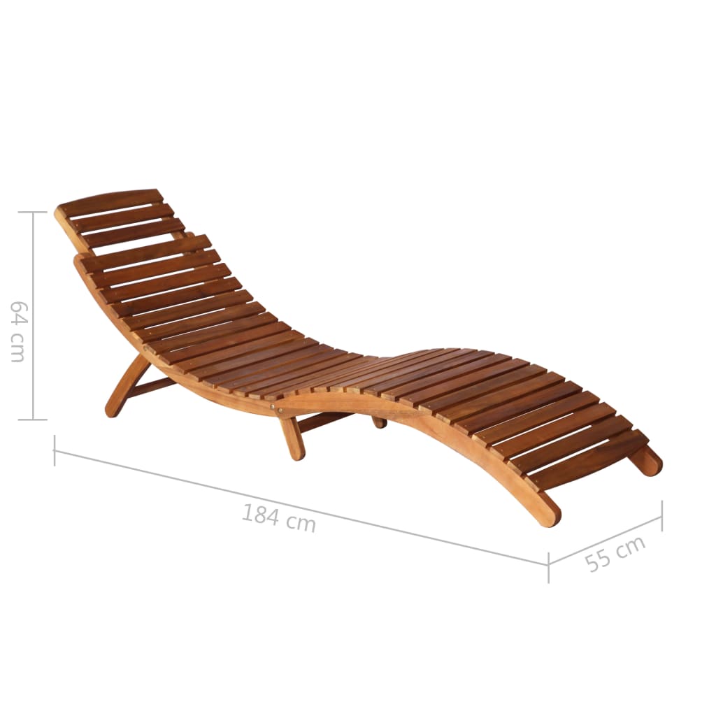 Garden lounger with table and cushion Acacia wood