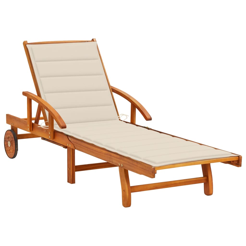 Chaise longue de jardin avec coussin Bois d'acacia solide