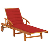 Chaise longue de jardin avec coussin Bois d'acacia solide