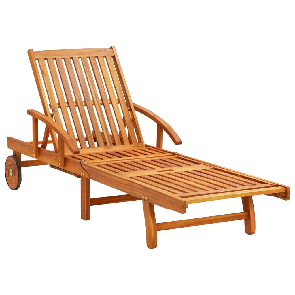 Chaise longue de jardin avec coussin Bois d'acacia solide