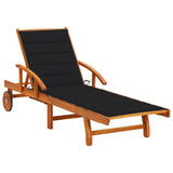 Chaise longue de jardin avec coussin Bois d'acacia solide