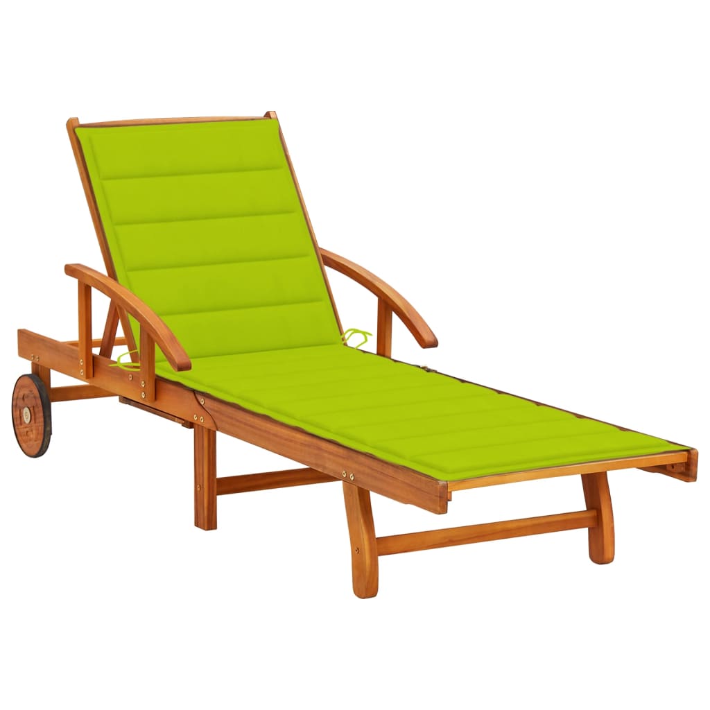 Chaise longue de jardin avec coussin Bois d'acacia solide