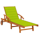 Chaise longue de jardin avec coussin Bois d'acacia solide