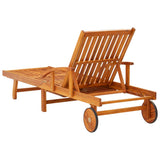 Garden lounger with table and cushion Acacia wood