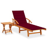 Chaise longue de jardin avec table et coussin Bois d'acacia