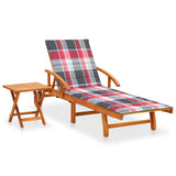 Chaise longue de jardin avec table et coussin Bois d'acacia