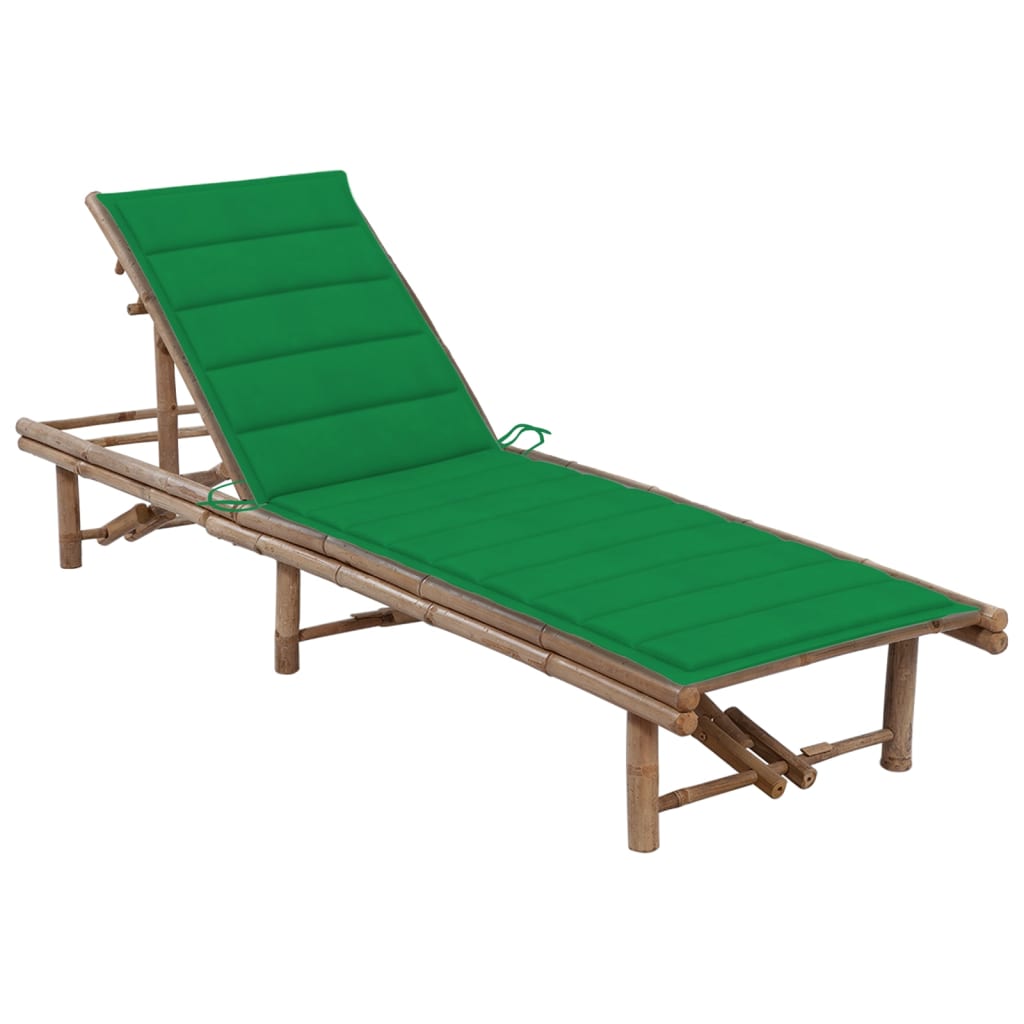 Chaise longue de jardin avec coussin Bambou