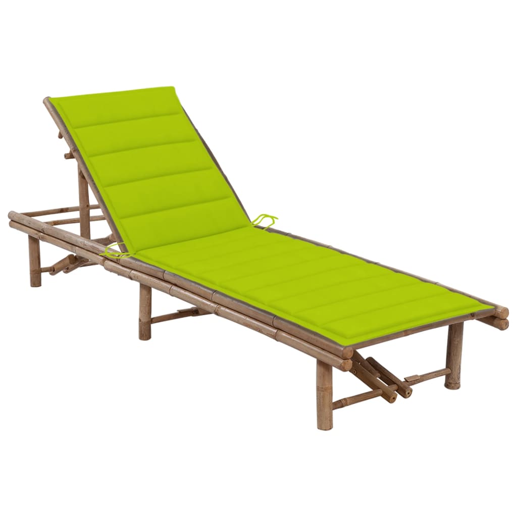 Garden lounge chair with bamboo cushion