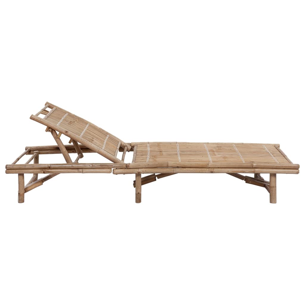 Garden lounge chair with bamboo cushion