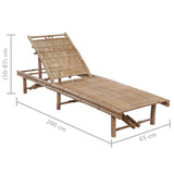 Garden lounge chair with bamboo cushion