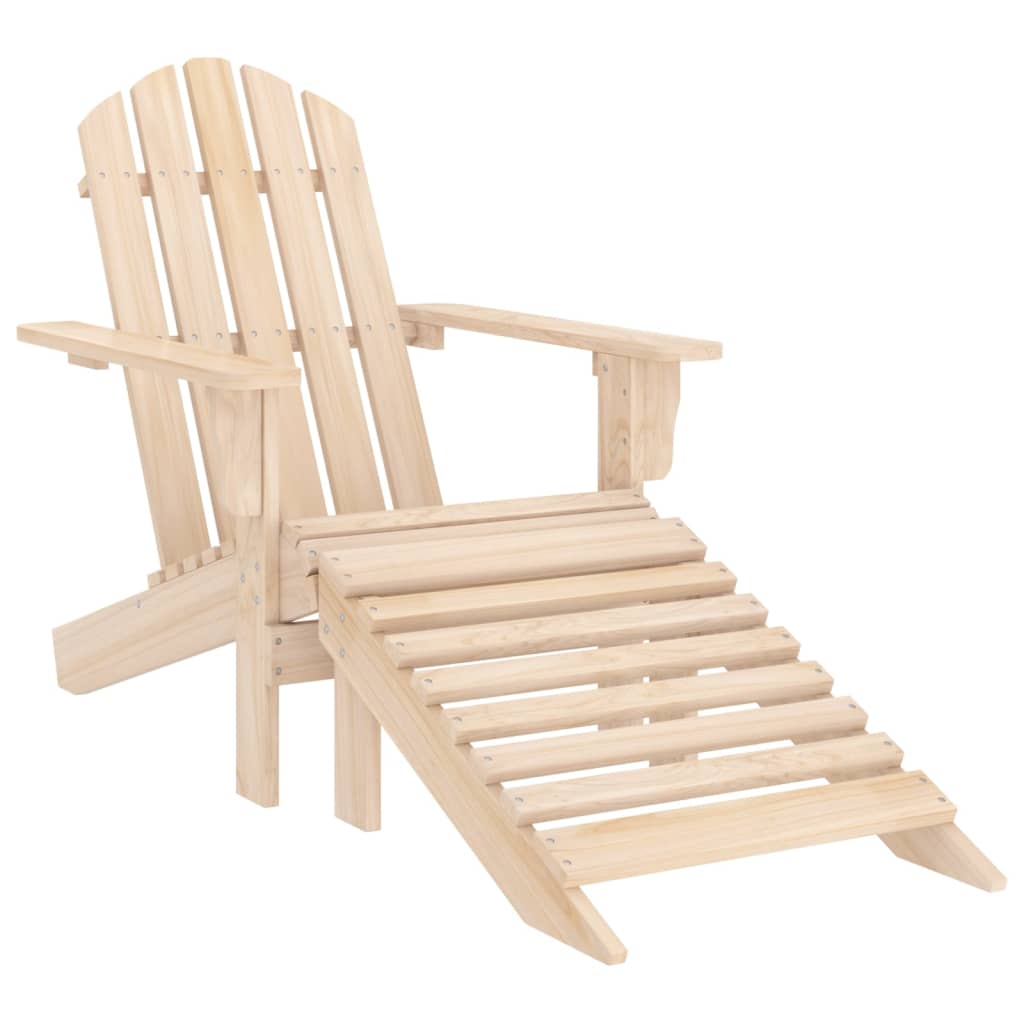 Chaise de jardin Adirondack avec pouf bois de sapin solide