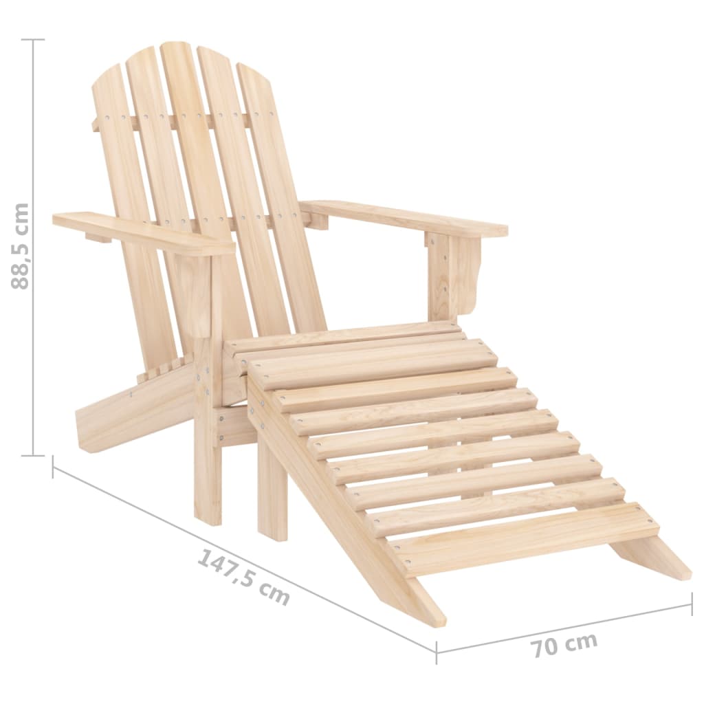 Chaise de jardin Adirondack avec pouf bois de sapin solide