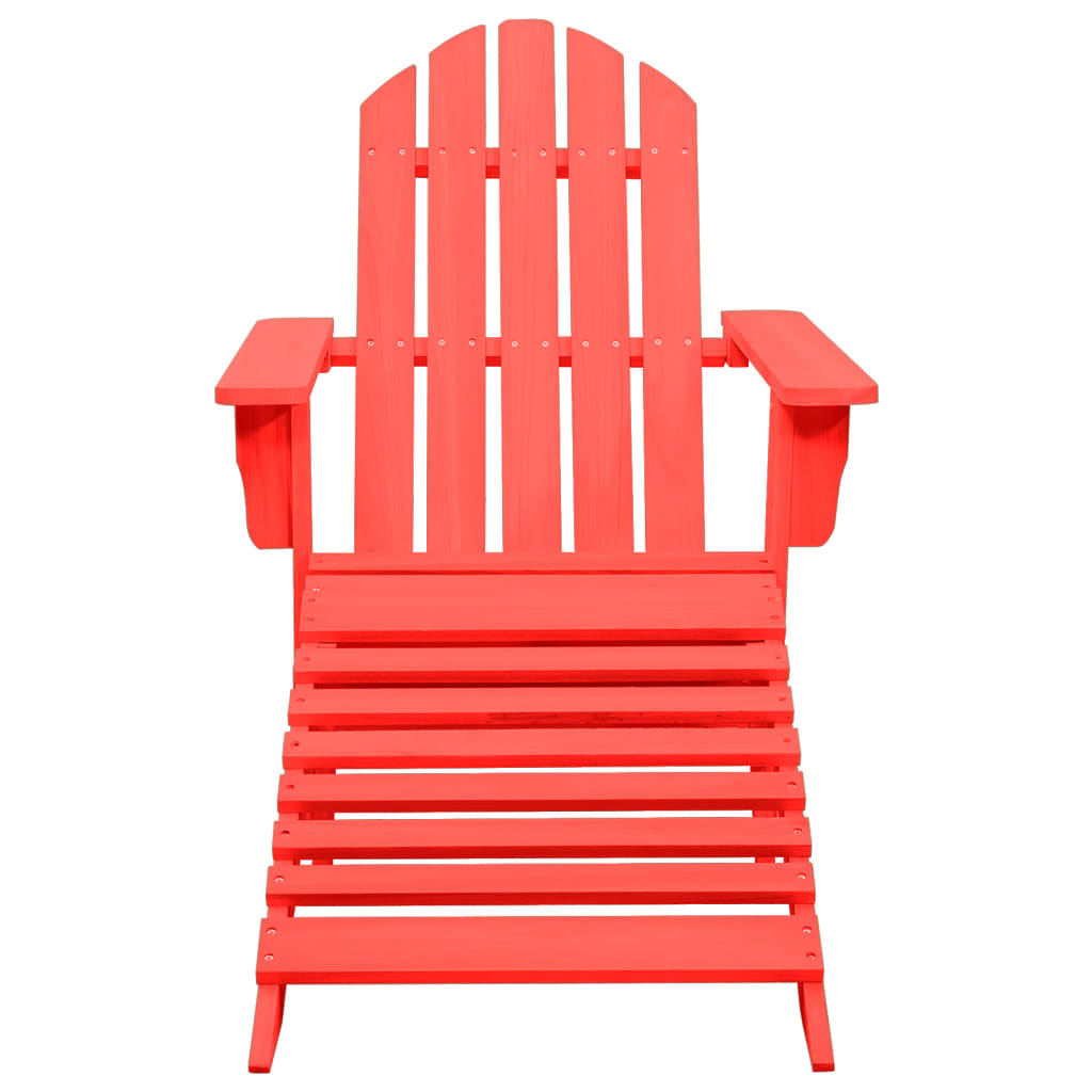 Chaise de jardin Adirondack avec pouf Bois de sapin Rouge