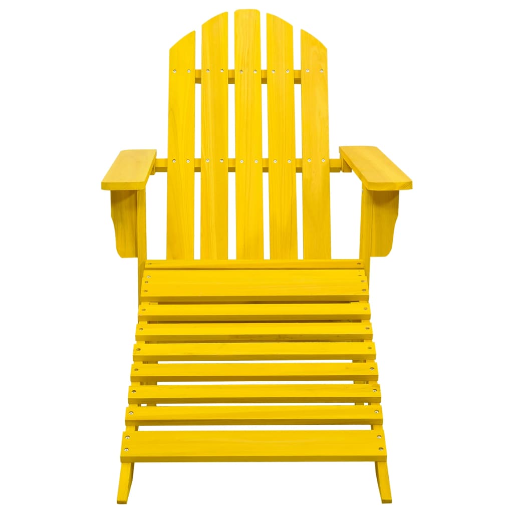 Chaise de jardin Adirondack avec pouf bois de sapin jaune