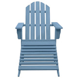 Chaise de jardin Adirondack avec pouf bois de sapin solide bleu