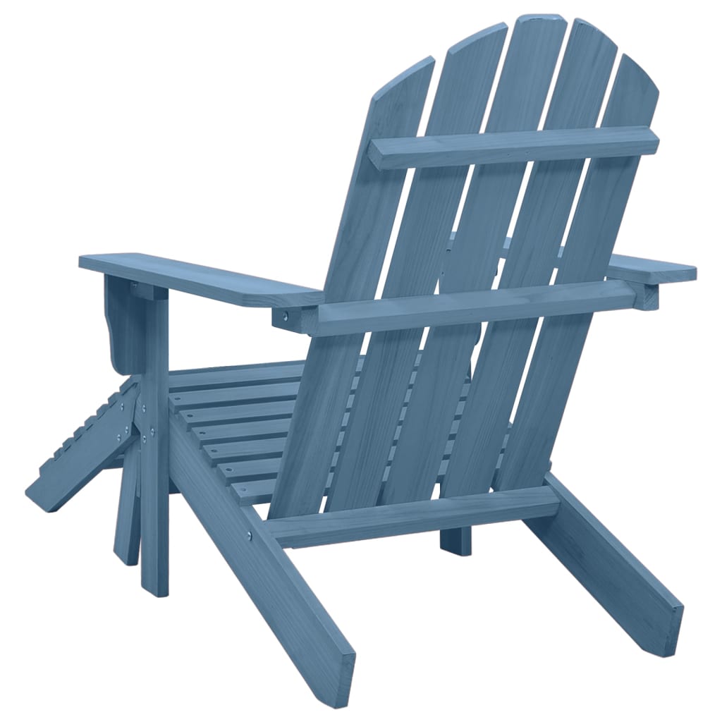 Chaise de jardin Adirondack avec pouf bois de sapin solide bleu