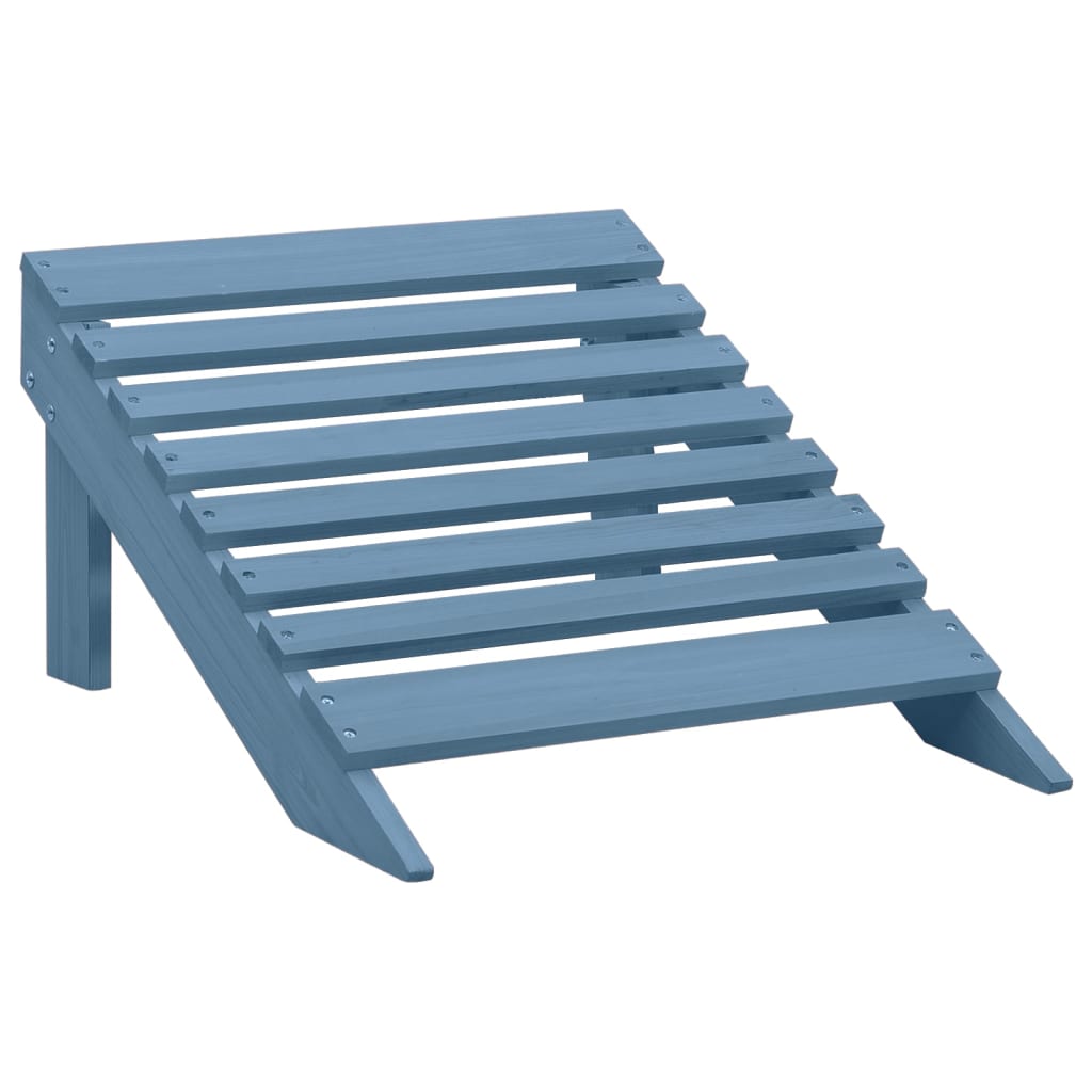 Chaise de jardin Adirondack avec pouf bois de sapin solide bleu