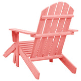 Chaise de jardin Adirondack avec pouf bois de sapin solide rose