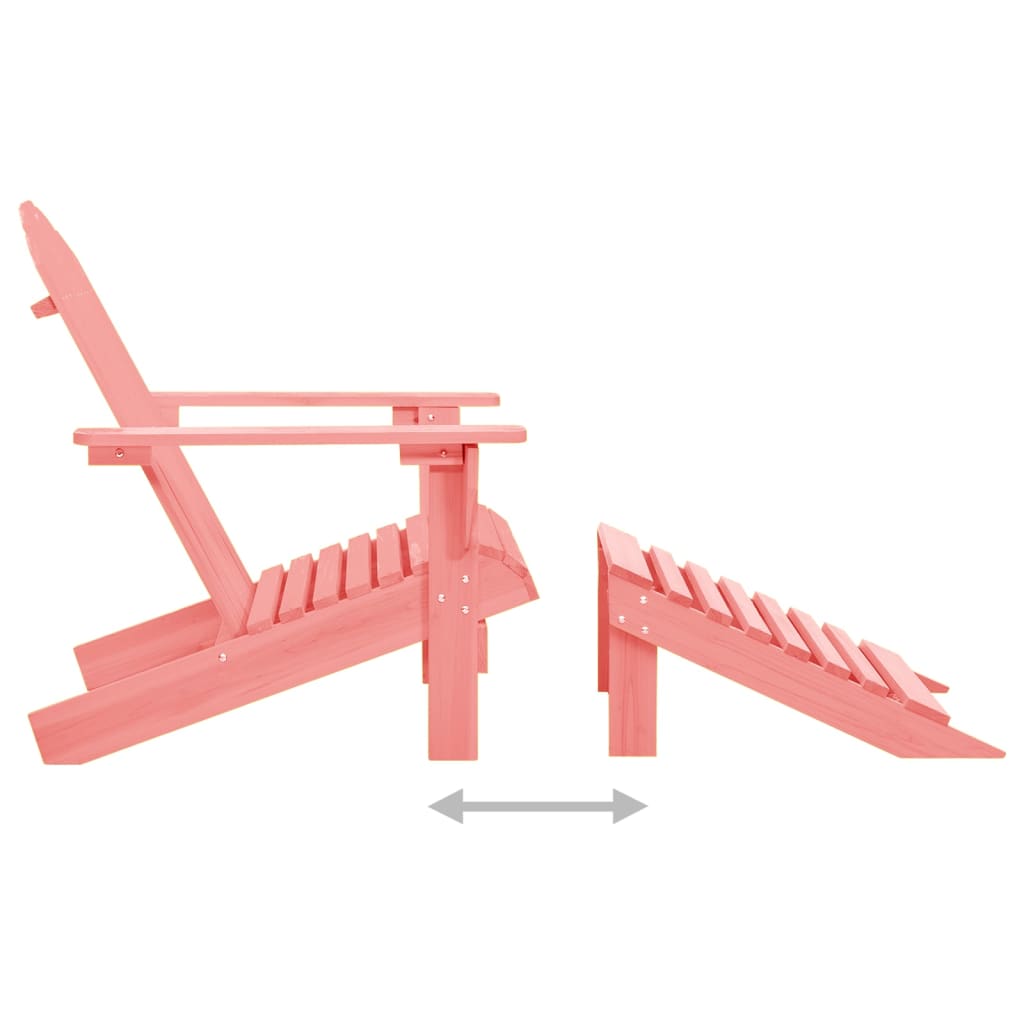 Adirondack-Gartenstuhl mit Ottomane aus massivem Tannenholz in Rosa