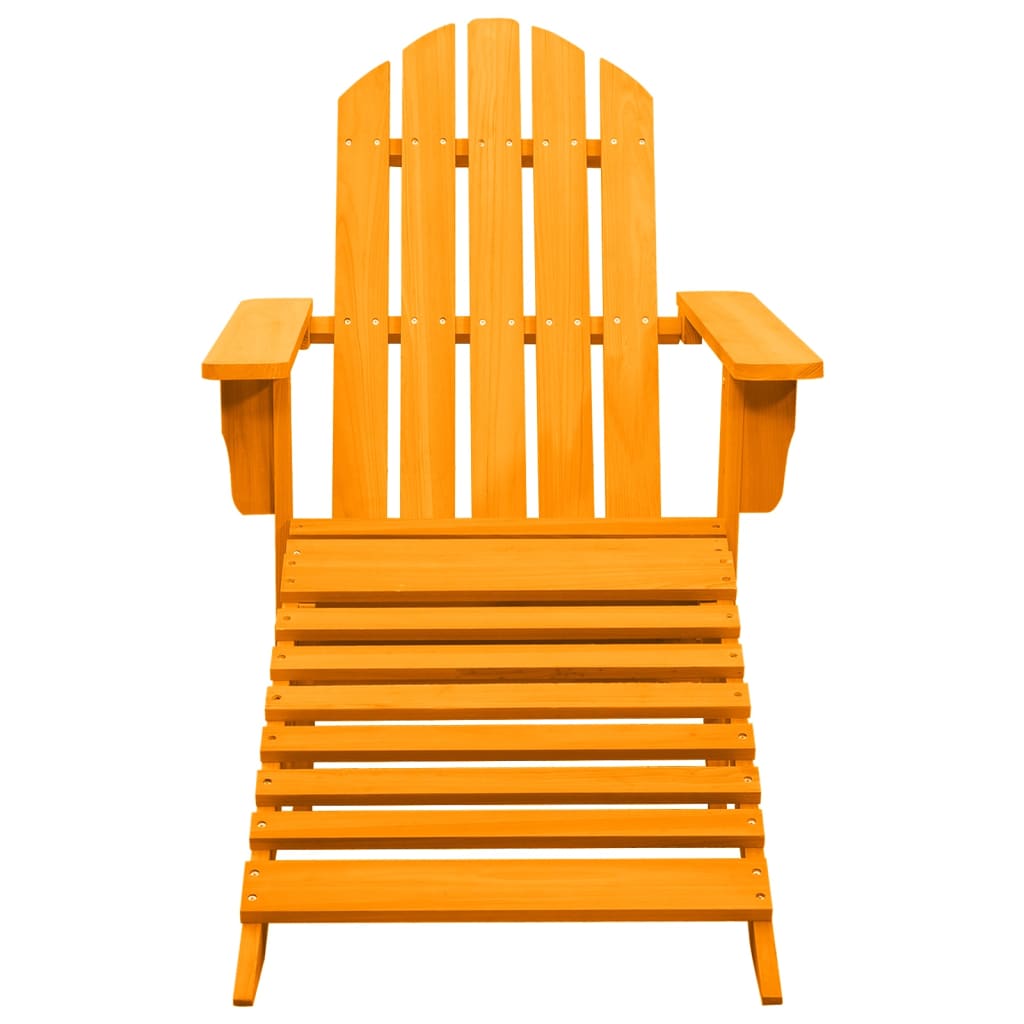 Chaise de jardin Adirondack avec pouf bois de sapin orange