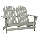 Adirondack 2-seater garden chair in solid fir wood, gray