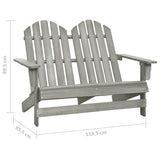 Adirondack 2-seater garden chair in solid fir wood, gray