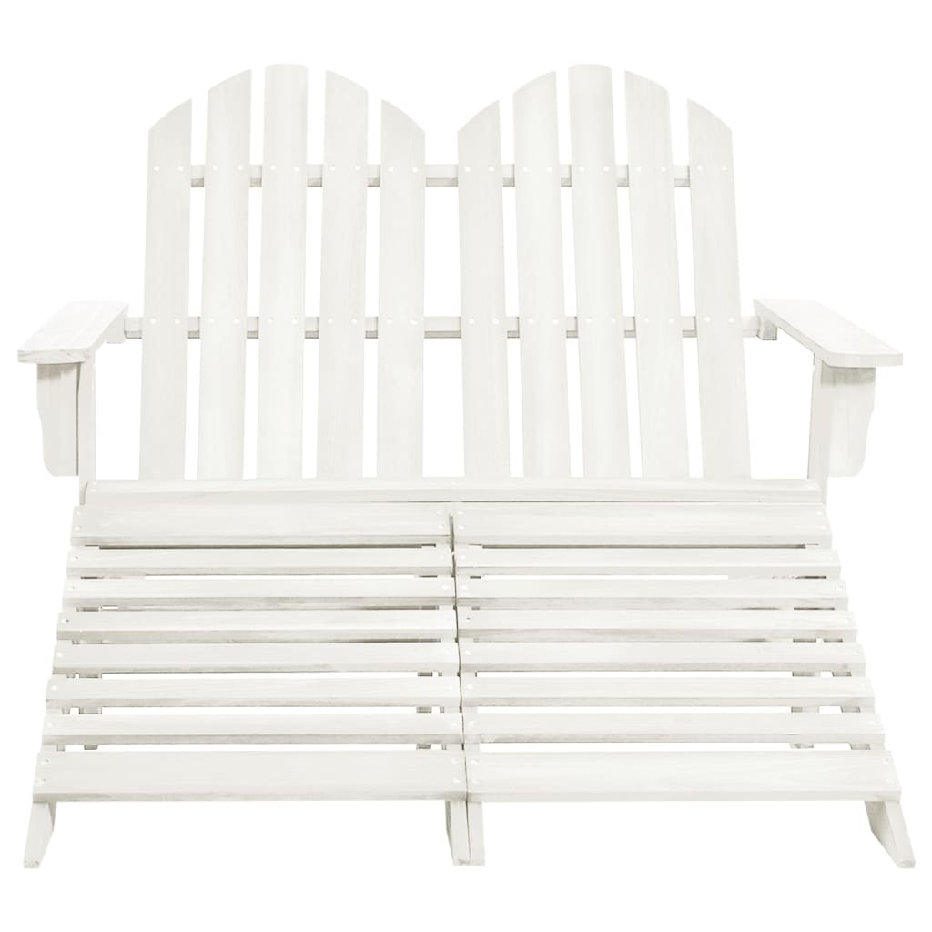 2-seater Adirondack garden chair and footrest in white fir