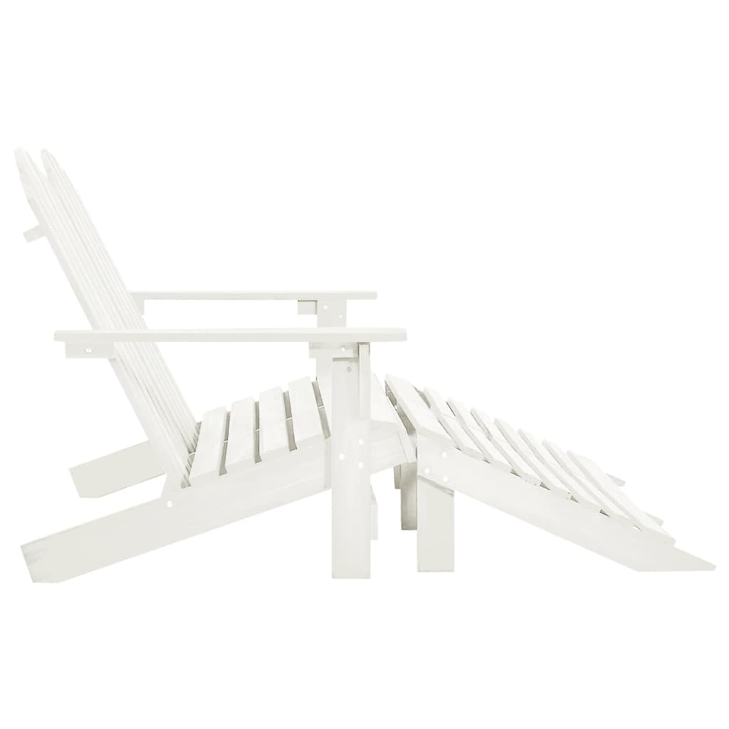 2-seater Adirondack garden chair and footrest in white fir