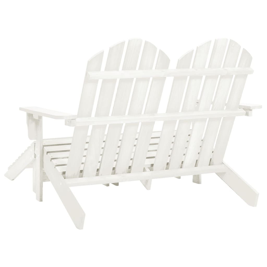 2-seater Adirondack garden chair and footrest in white fir