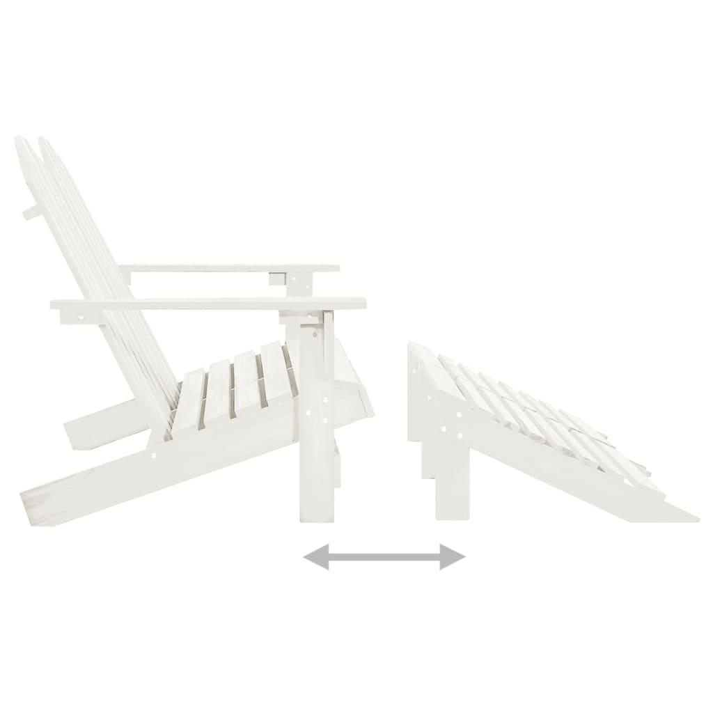 2-seater Adirondack garden chair and footrest in white fir