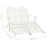 2-seater Adirondack garden chair and footrest in white fir