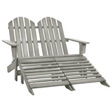 Adirondack 2-seater garden chair and footrest in gray fir