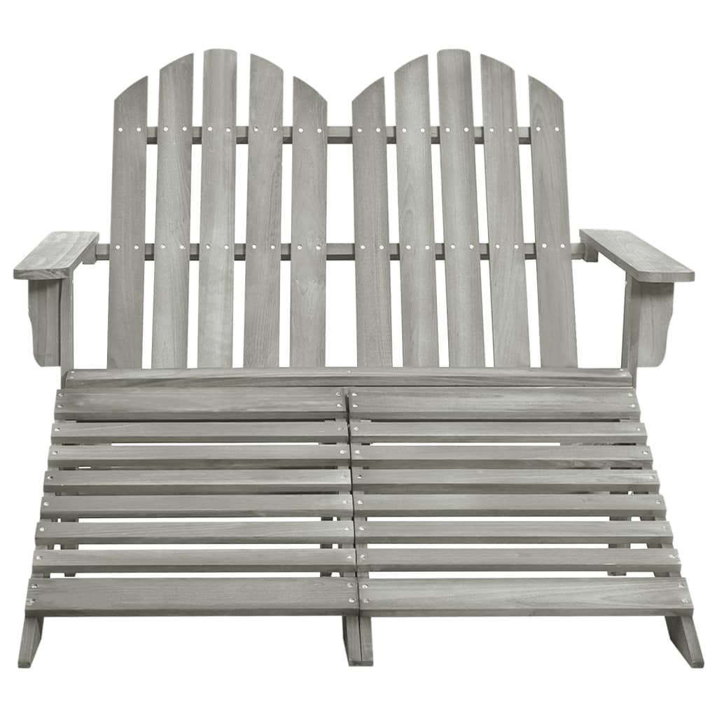 Adirondack 2-seater garden chair and footrest in gray fir