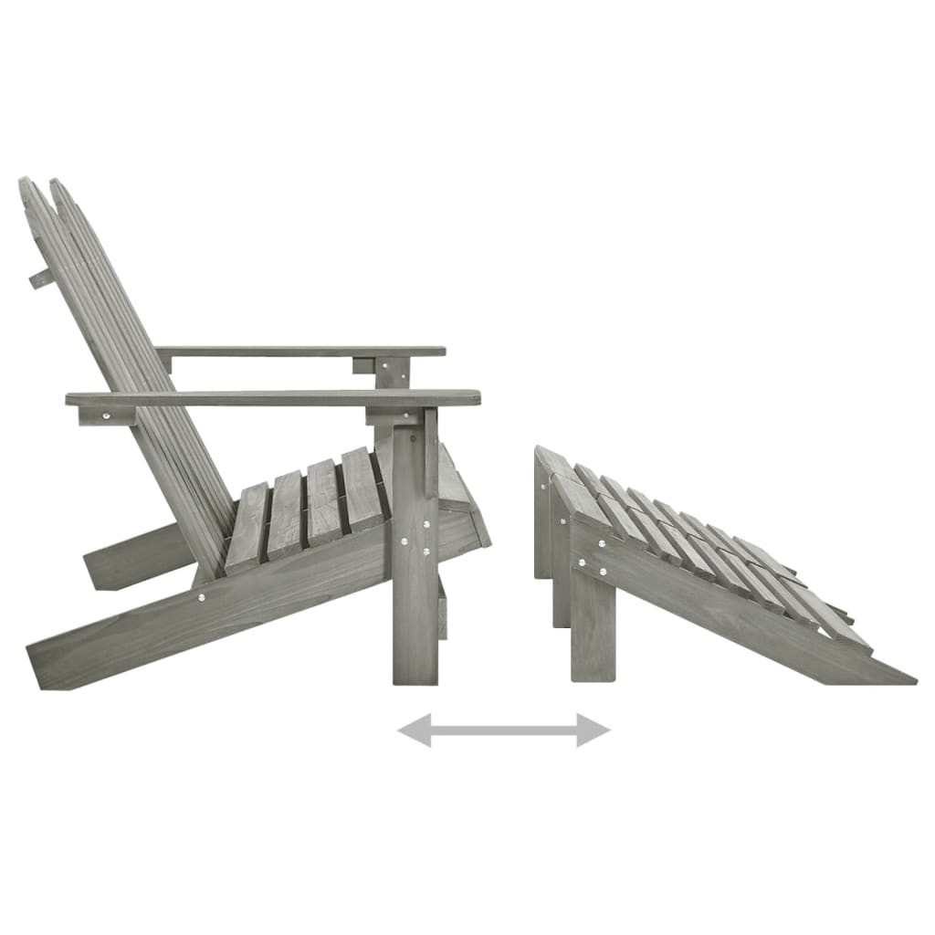 Adirondack 2-seater garden chair and footrest in gray fir