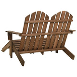 Adirondack 2-seater garden chair with footrest in brown fir