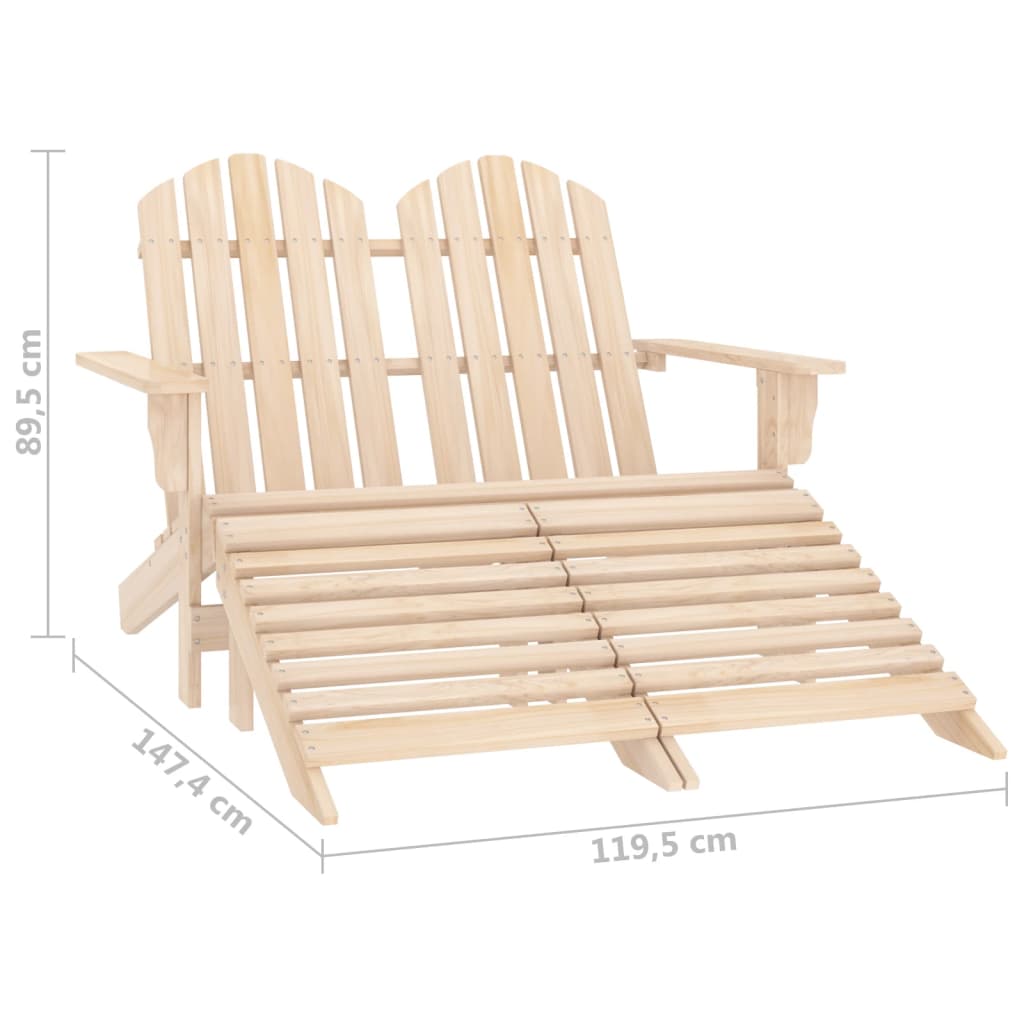 2-seater Adirondack garden chair and footrest fir