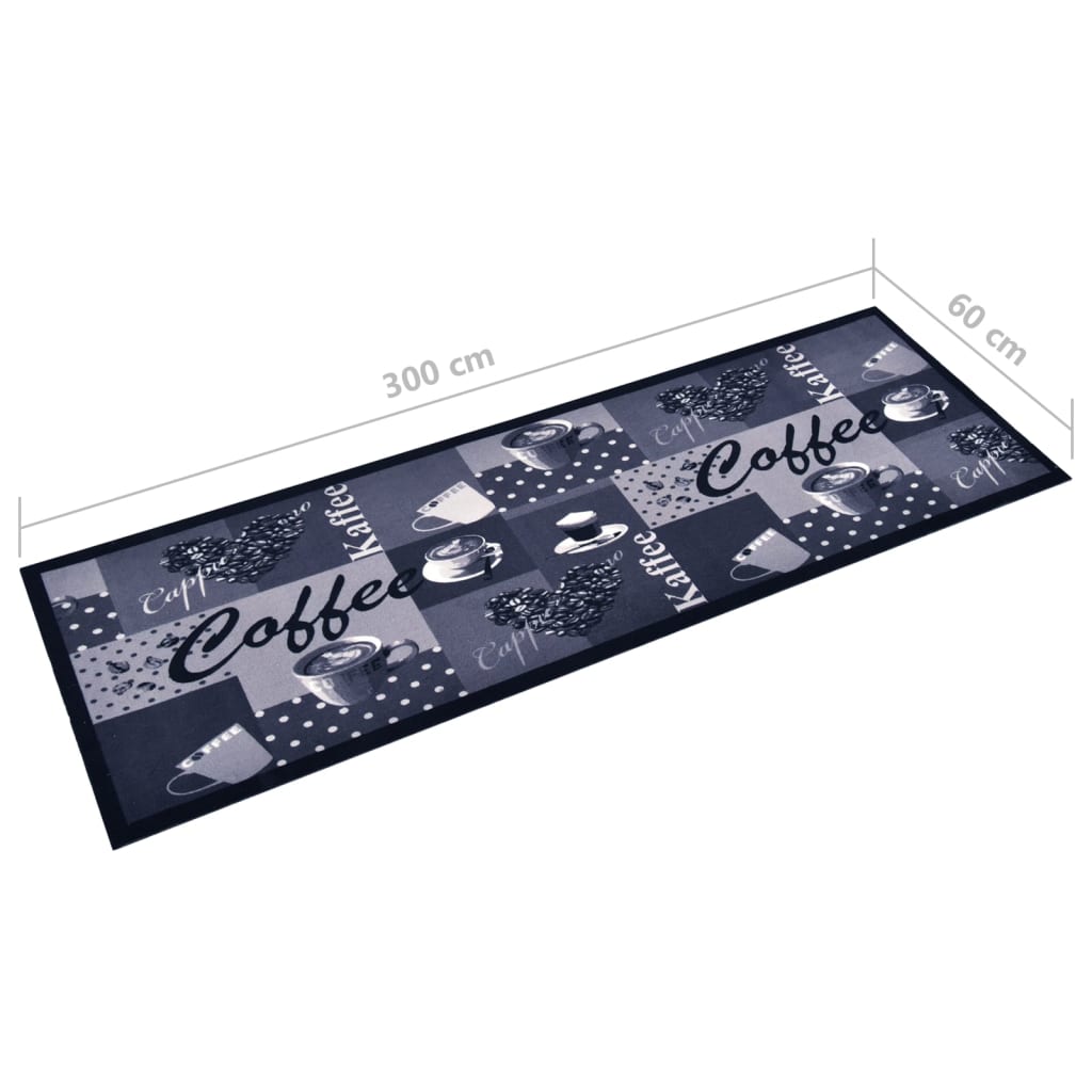 Tapis de cuisine lavable Bleu café 60x300 cm