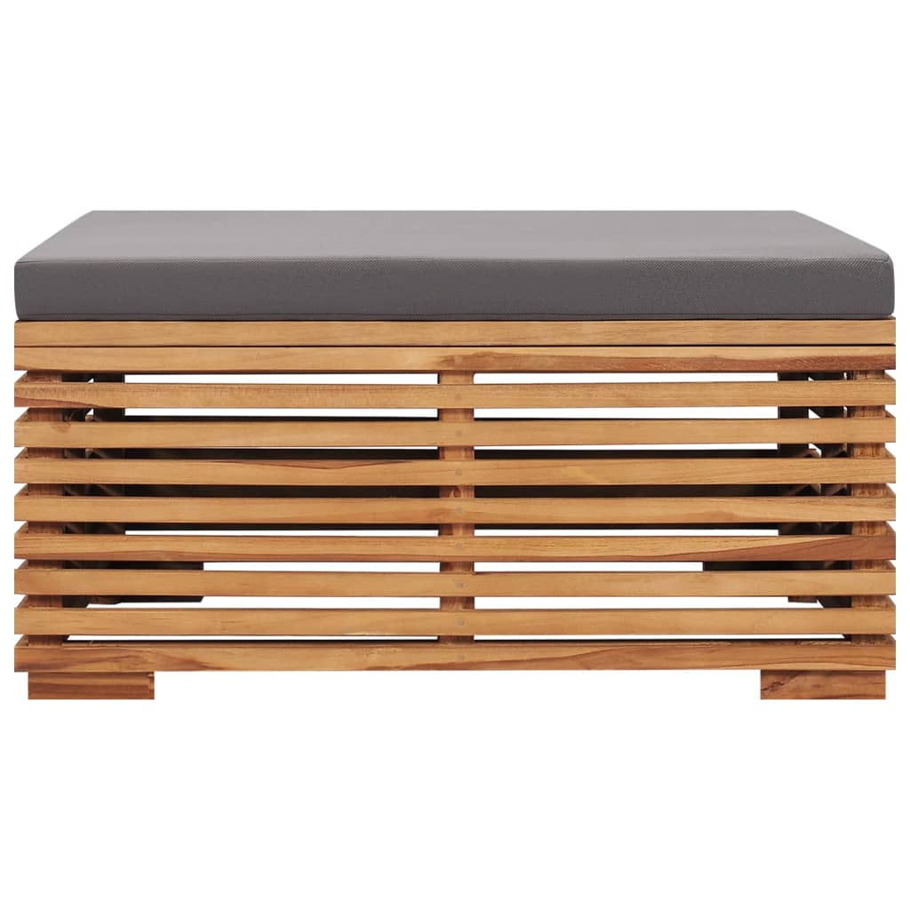 Table et repose-pied de jardin coussin gris foncé Bois de teck