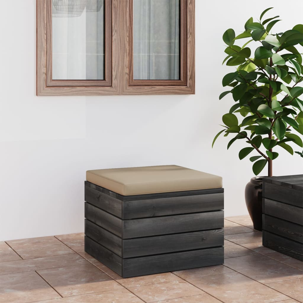 Repose-pied palette de jardin avec coussin Bois de pin