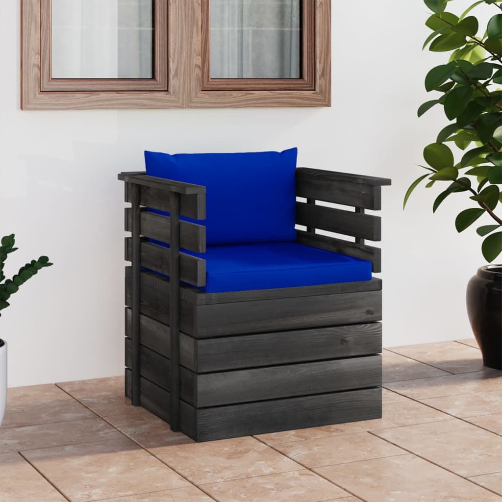 Fauteuil de jardin avec coussins Bois de pin